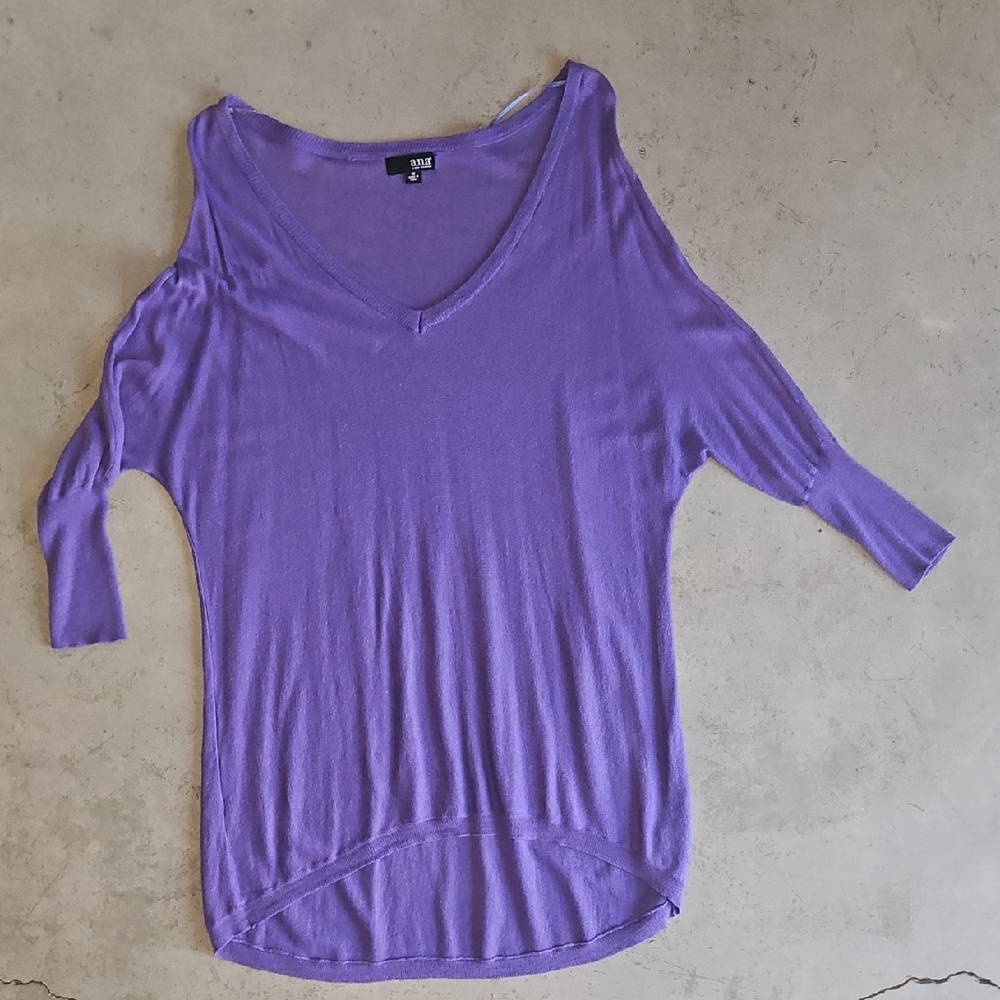 Women's Purple V-Neck Long Top